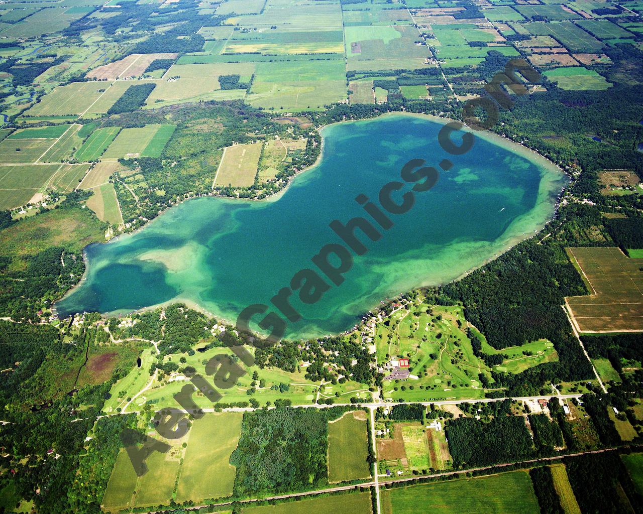 Aerial image of [402] Klinger Lake in St Joseph, MI with Canvas Wrap frame