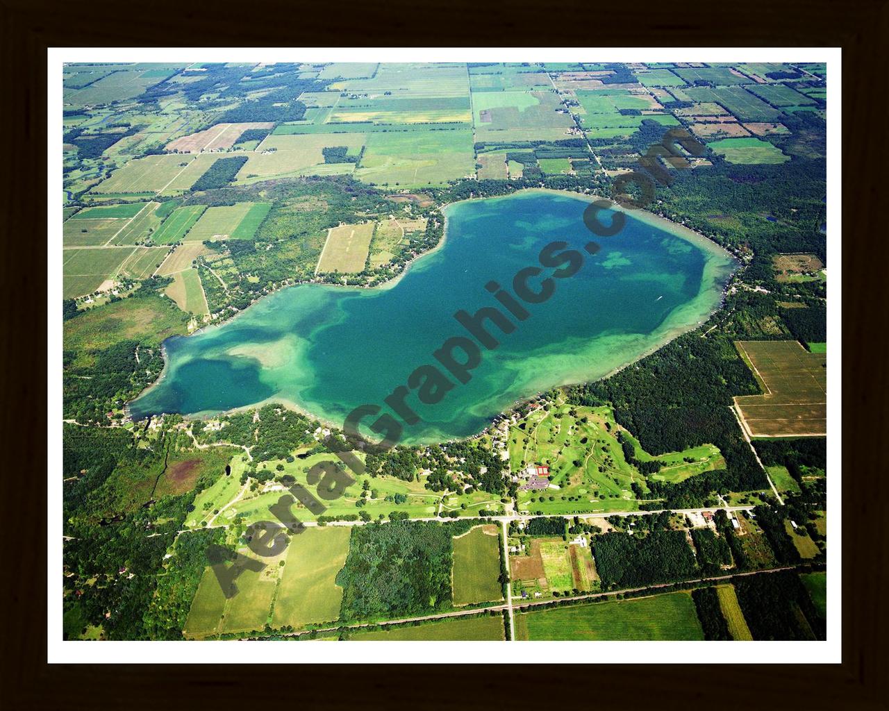 Aerial image of [402] Klinger Lake in St Joseph, MI with Black Wood frame