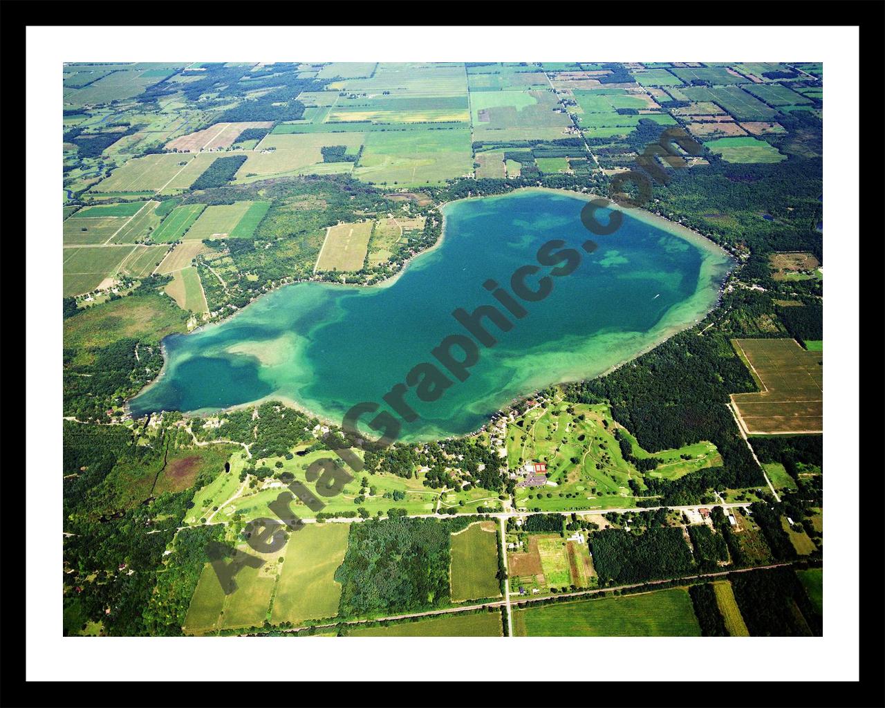 Aerial image of [402] Klinger Lake in St Joseph, MI with Black Metal frame