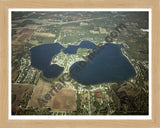 Aerial image of [4044] Eagle Lake in Kalamazoo, MI with Natural Wood frame