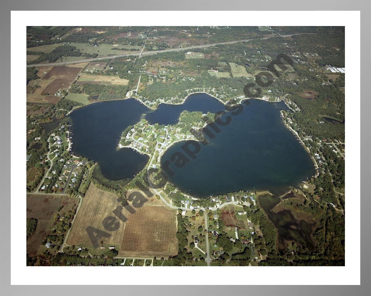 Aerial image of [4044] Eagle Lake in Kalamazoo, MI with Silver Metal frame