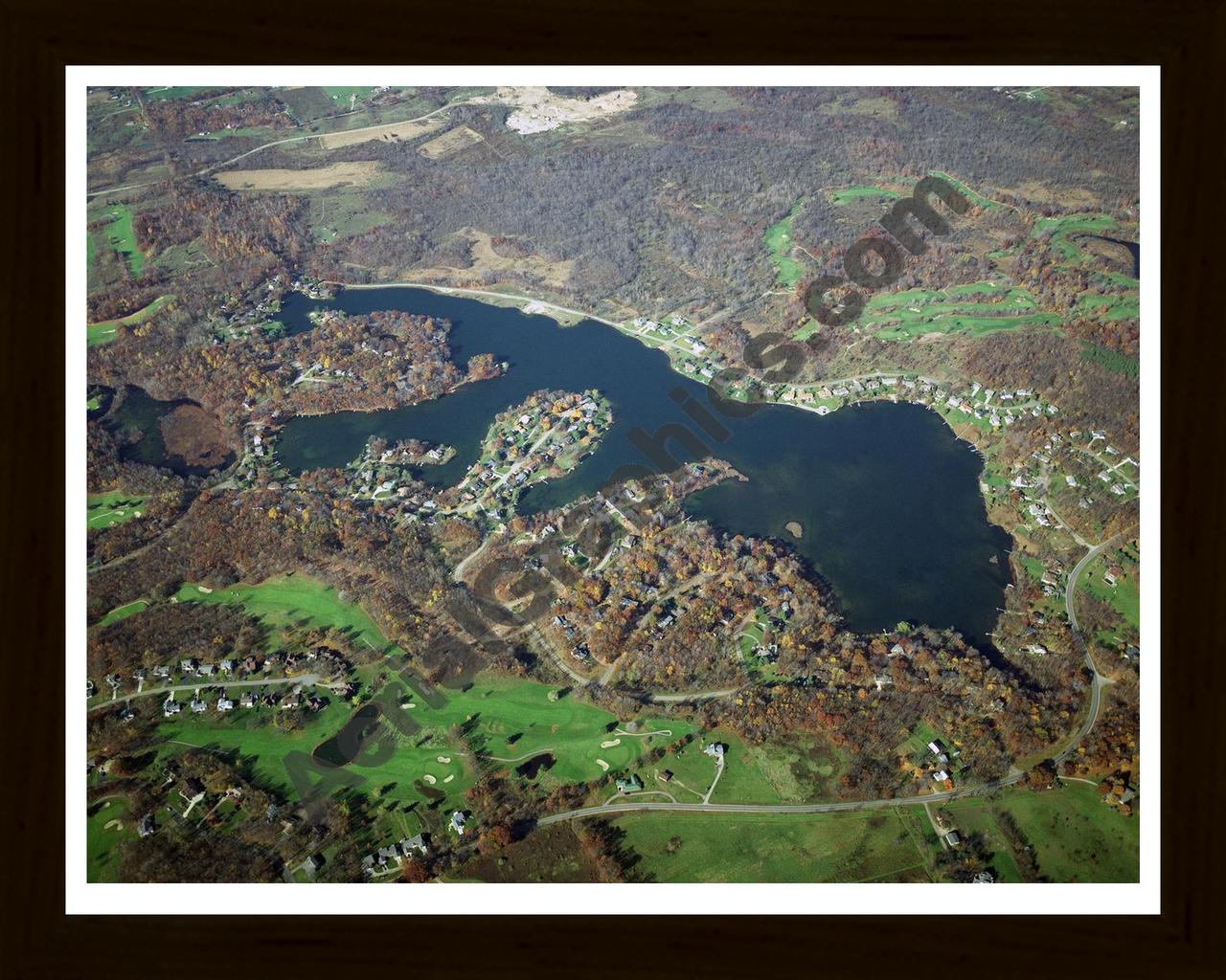 Aerial image of [4088] Lake Doster in Allegan, MI with Black Wood frame