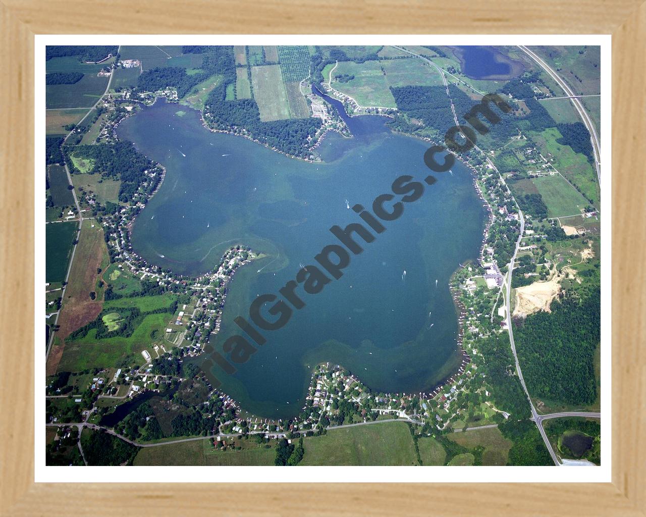 Aerial image of [413] Lake George with Natural Wood frame