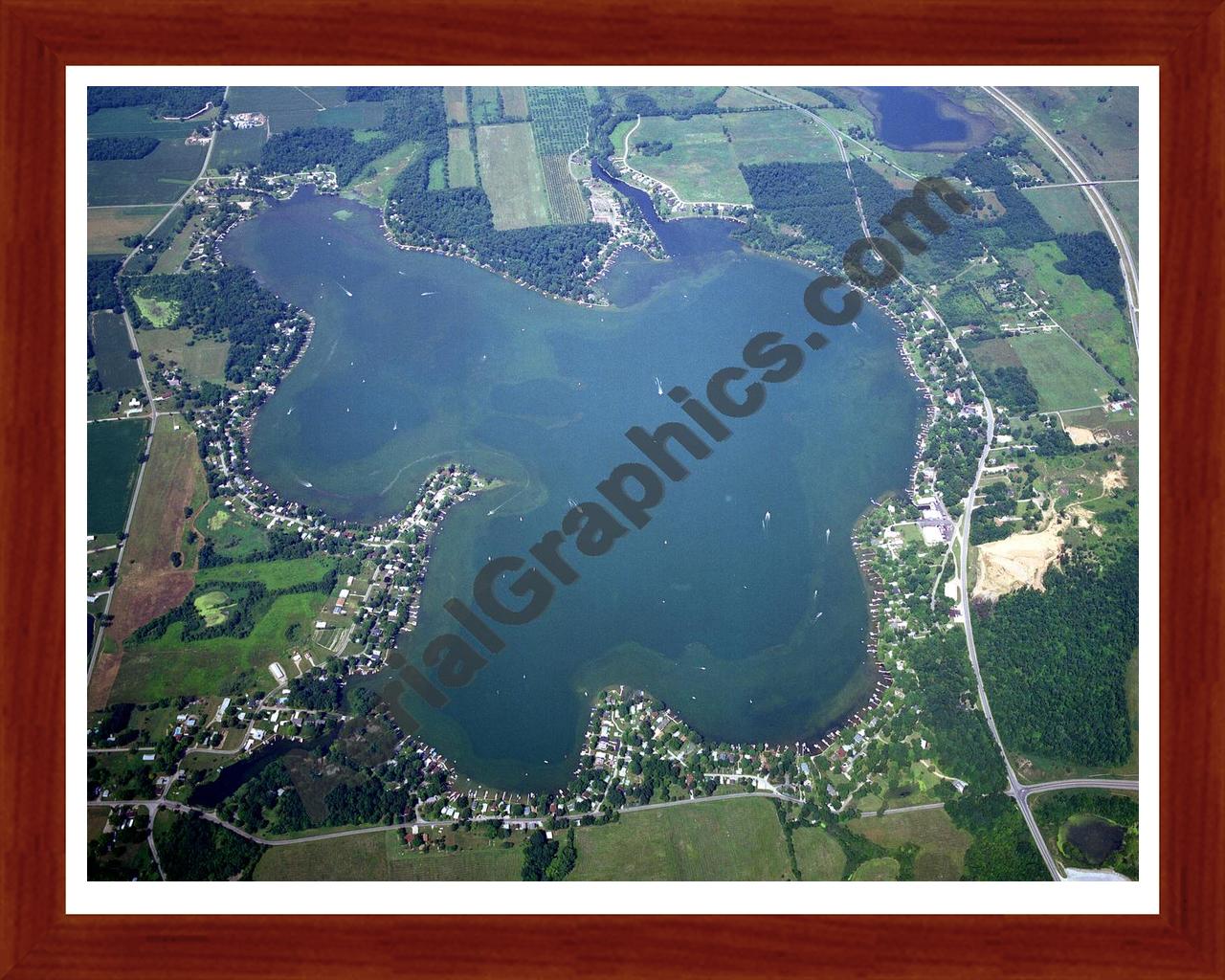 Aerial image of [413] Lake George with Cherry Wood frame