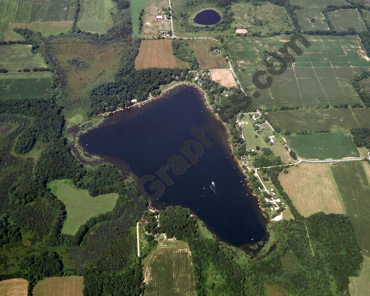 Aerial image of [417] Lake Lavine in Branch, MI with Canvas Wrap frame