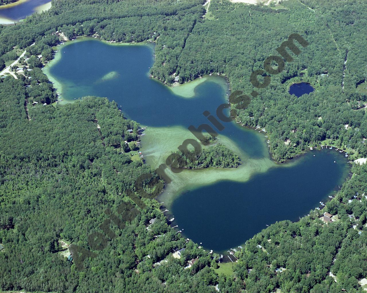 Aerial image of [4176] Harper Lake in Lake, MI with Canvas Wrap frame