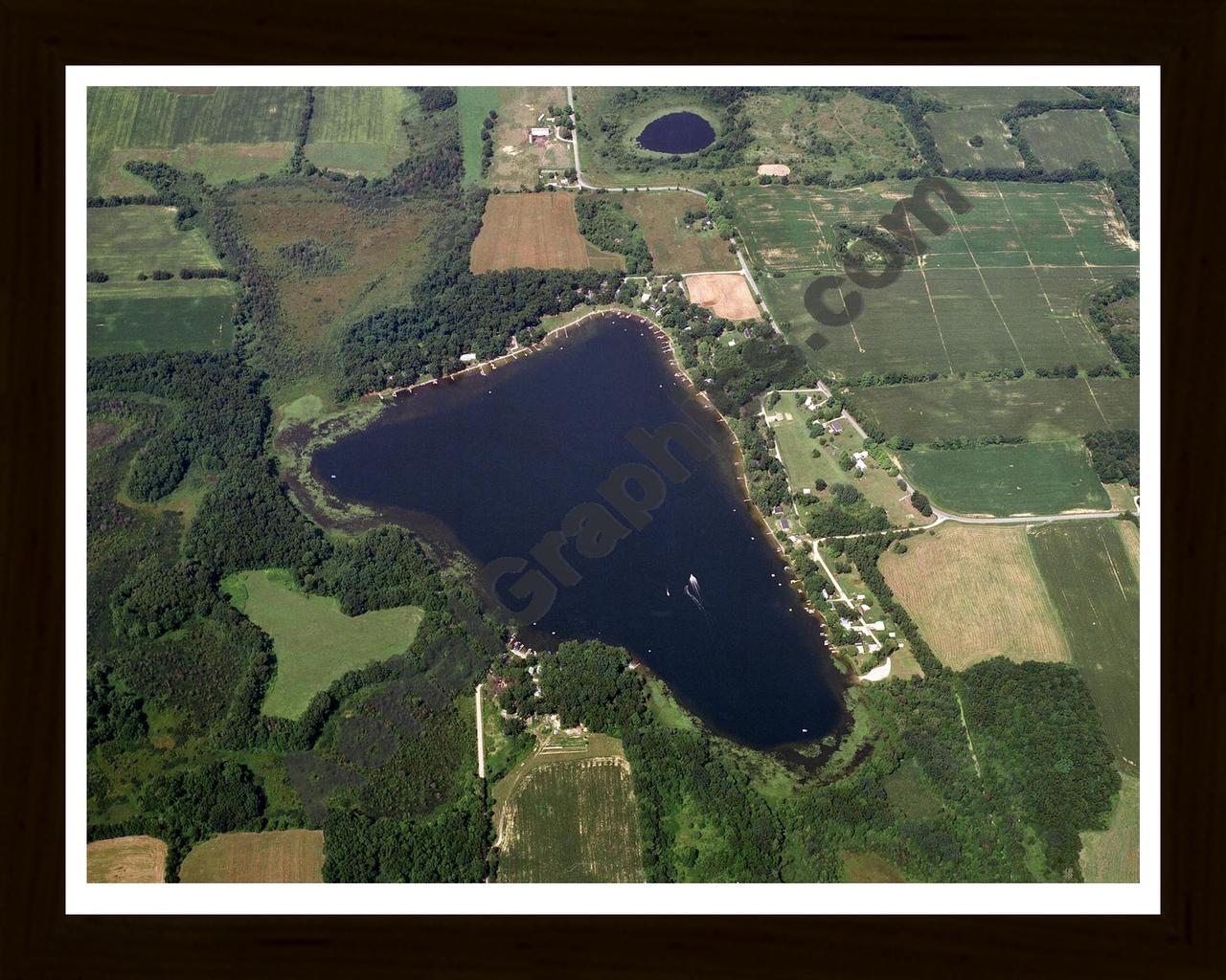 Aerial image of [417] Lake Lavine in Branch, MI with Black Wood frame