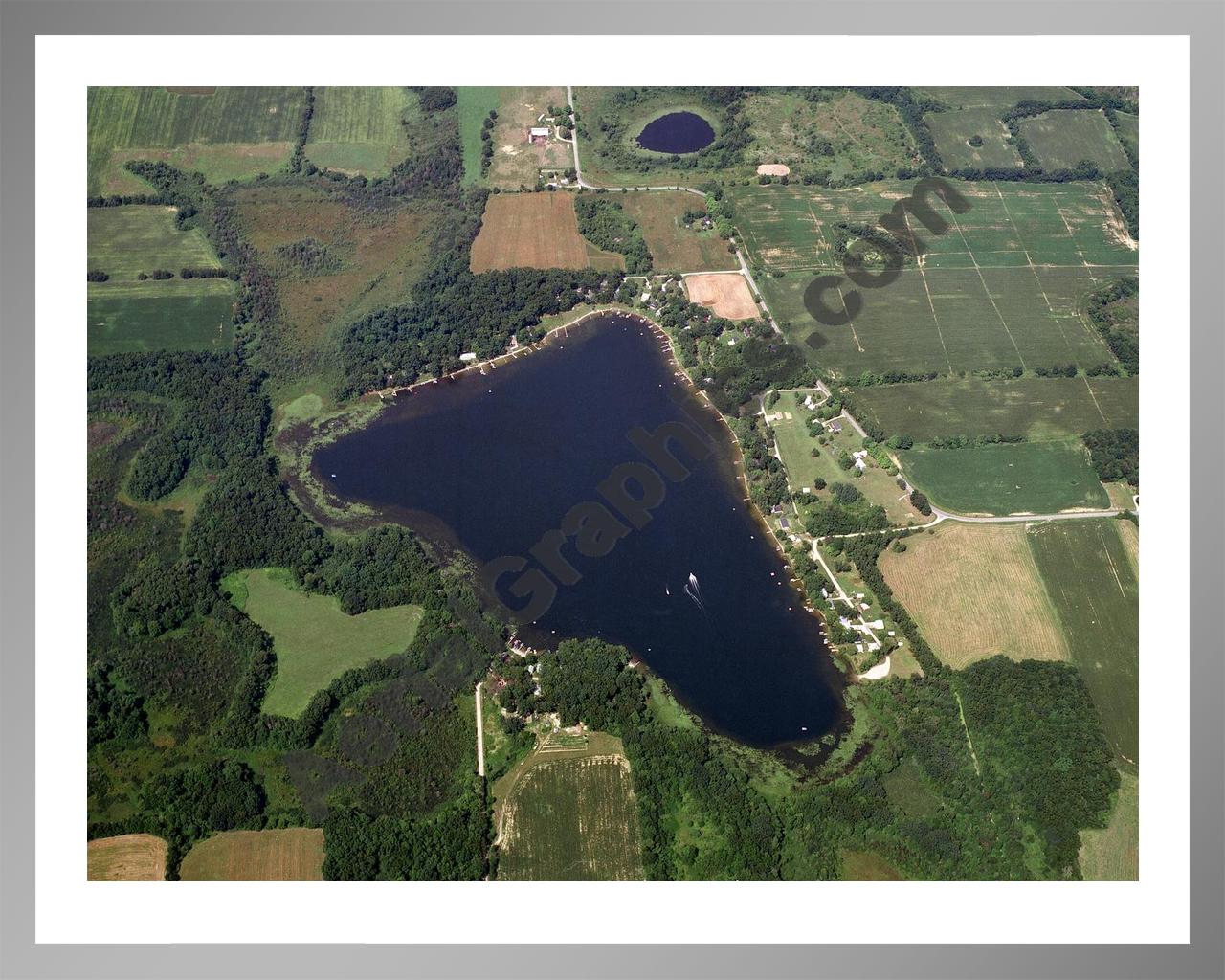 Aerial image of [417] Lake Lavine in Branch, MI with Silver Metal frame