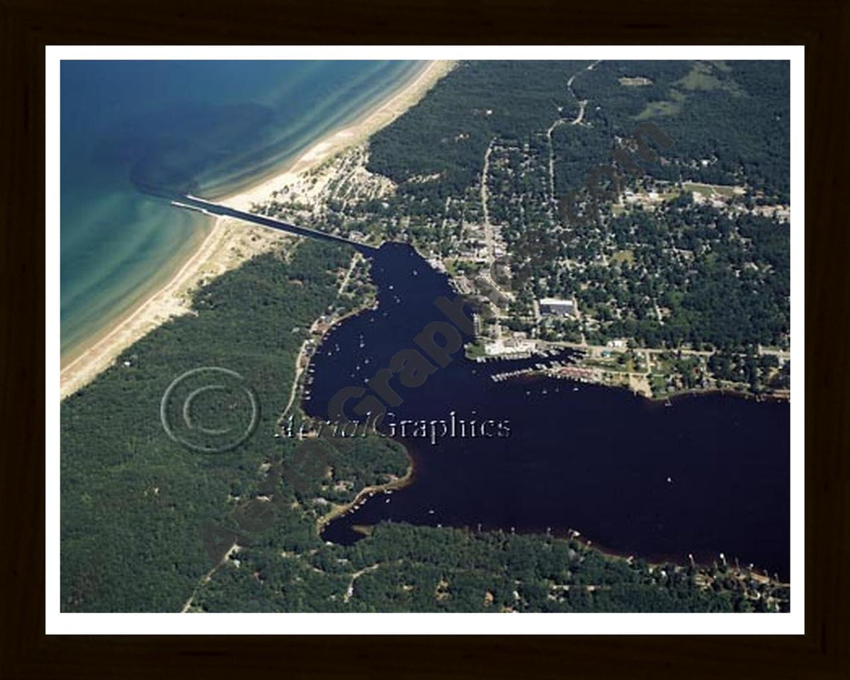 Aerial image of [4195] Pentwater Lake with Black Wood frame