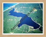 Aerial image of [4196] Pentwater Lake in Oceana, MI with Natural Wood frame