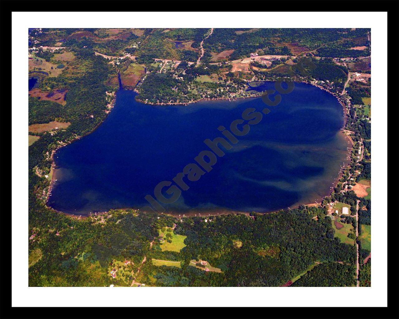 Aerial image of [4203] Sand Lake in Lenawee, MI with Black Metal frame