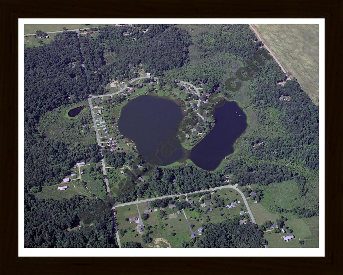 Aerial image of [4217] Upper Lake in Kent, MI with Black Wood frame