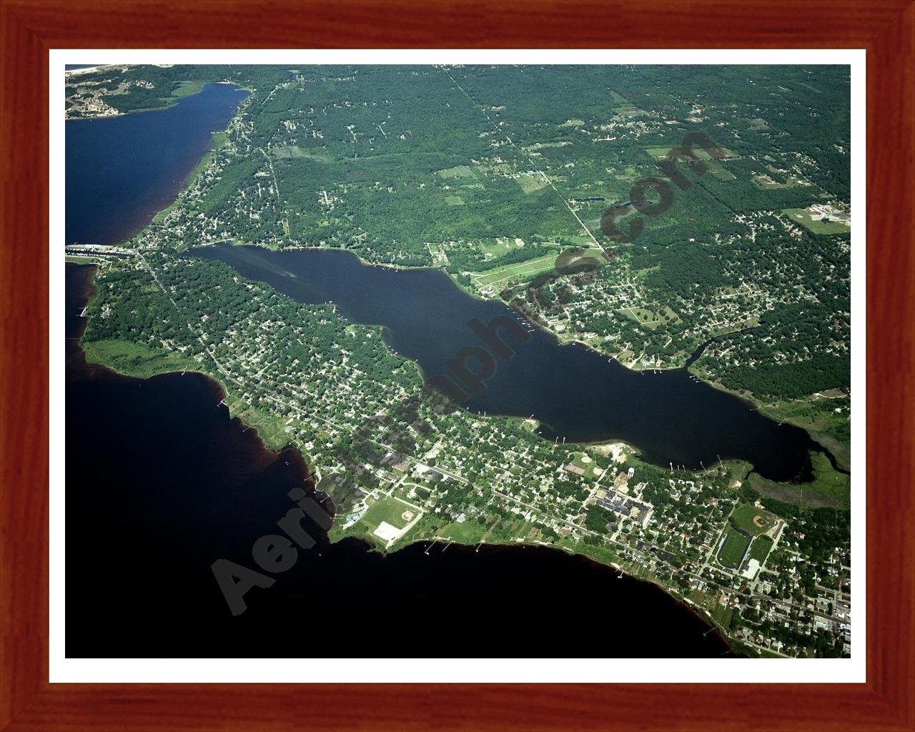 Aerial image of [4226] Bear Lake in Muskegon, MI with Cherry Wood frame