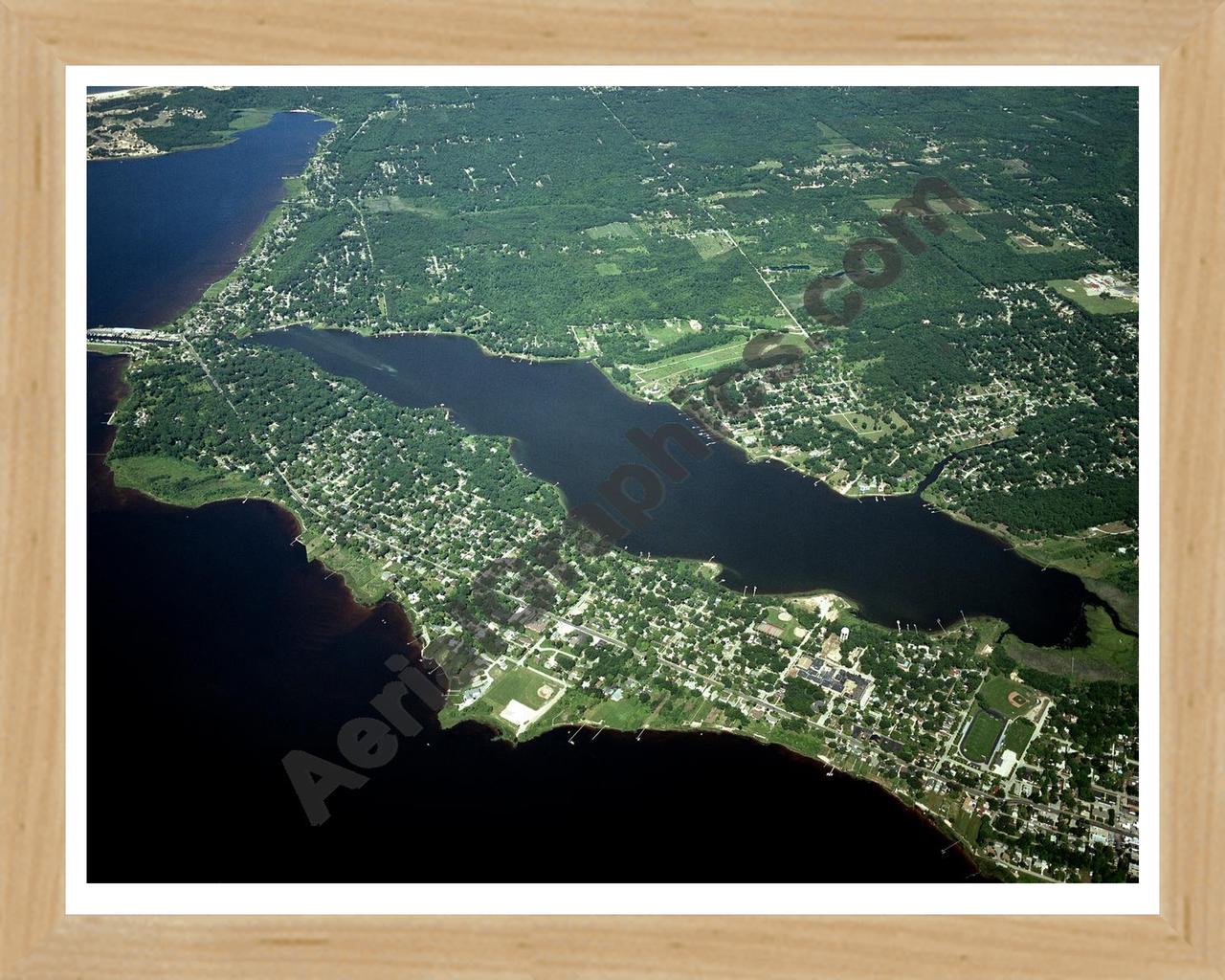 Aerial image of [4226] Bear Lake in Muskegon, MI with Natural Wood frame