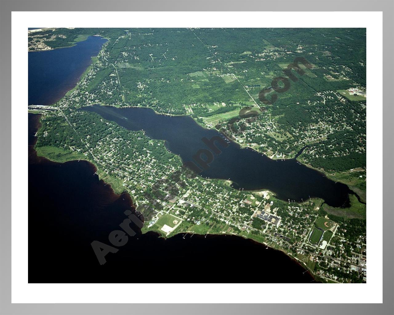 Aerial image of [4226] Bear Lake in Muskegon, MI with Silver Metal frame