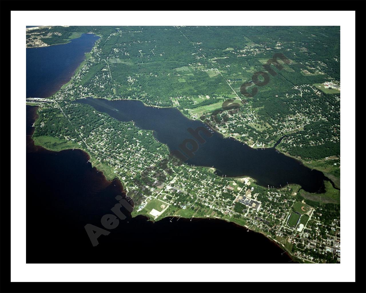 Aerial image of [4226] Bear Lake in Muskegon, MI with Black Metal frame