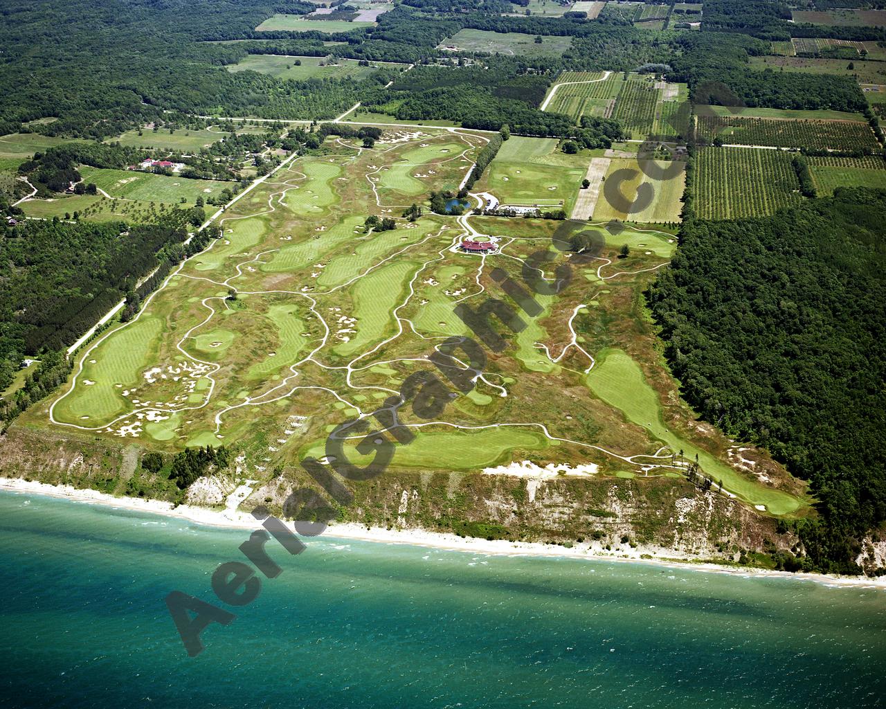 Aerial image of [4247] Arcadia Bluffs Golf Club, looking East with No frame