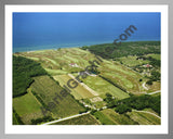 Aerial image of [4248] Arcadia Bluffs Golf Club looking West with Silver Metal frame