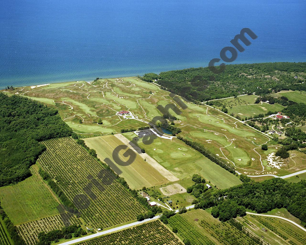 Aerial image of [4248] Arcadia Bluffs Golf Club looking West with No frame