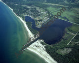 Aerial image of [4249] Arcadia Lake in Manistee, MI with Canvas Wrap frame