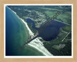 Aerial image of [4249] Arcadia Lake in Manistee, MI with Natural Wood frame