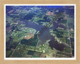 Aerial image of [4252] Loch Erin Lake in Lenawee, MI with Natural Wood frame