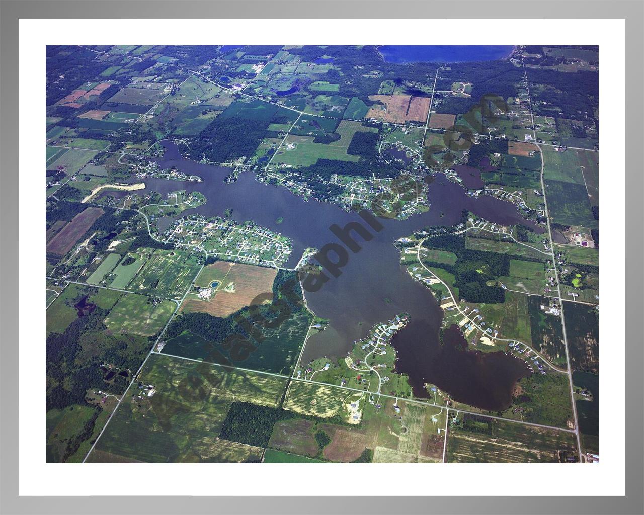 Aerial image of [4252] Loch Erin Lake in Lenawee, MI with Silver Metal frame