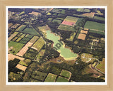 Aerial image of [4258] Goose Lake in Hillsdale, MI with Natural Wood frame