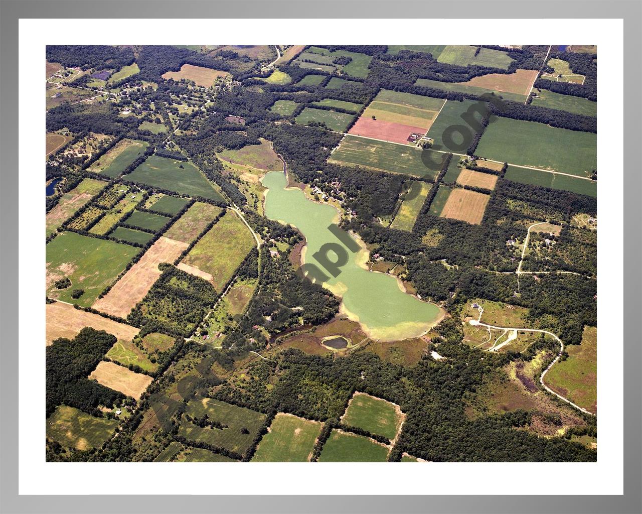 Aerial image of [4258] Goose Lake in Hillsdale, MI with Silver Metal frame