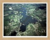 Aerial image of [4264] Marble Lake in Branch, MI with Natural Wood frame