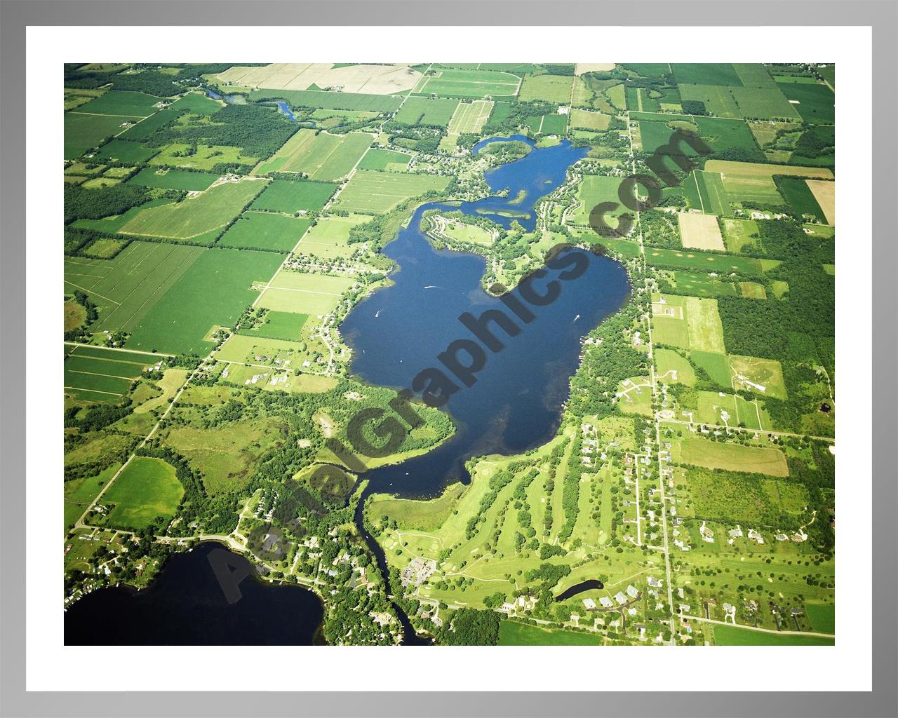 Aerial image of [4265] Morrison Lake in Branch, MI with Silver Metal frame