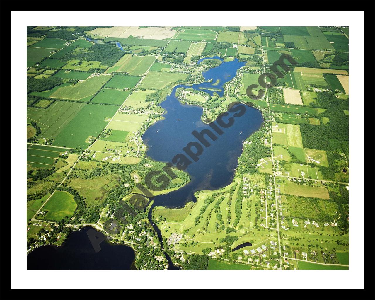 Aerial image of [4265] Morrison Lake in Branch, MI with Black Metal frame