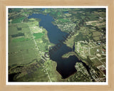 Aerial image of [4266] Randall, North & Cemetery Lakes in Branch, MI with Natural Wood frame