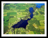 Aerial image of [4267] Middle, Archer, & Bartholomew Lake in Branch, MI with Black Metal frame