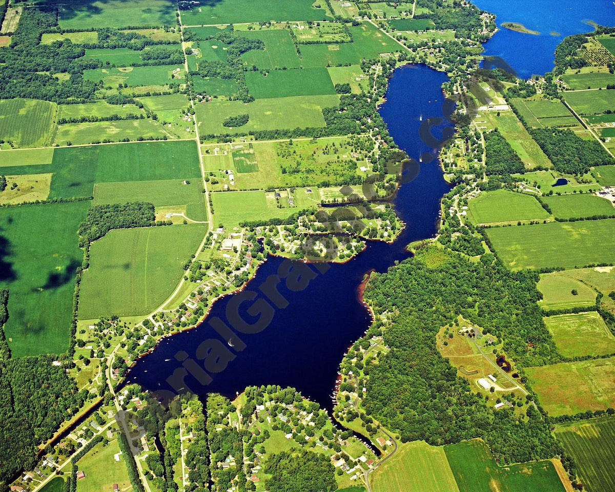 Aerial image of [4267] Middle, Archer, & Bartholomew Lake in Branch, MI with No frame