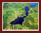 Aerial image of [4267] Middle, Archer, & Bartholomew Lake in Branch, MI with Cherry Wood frame