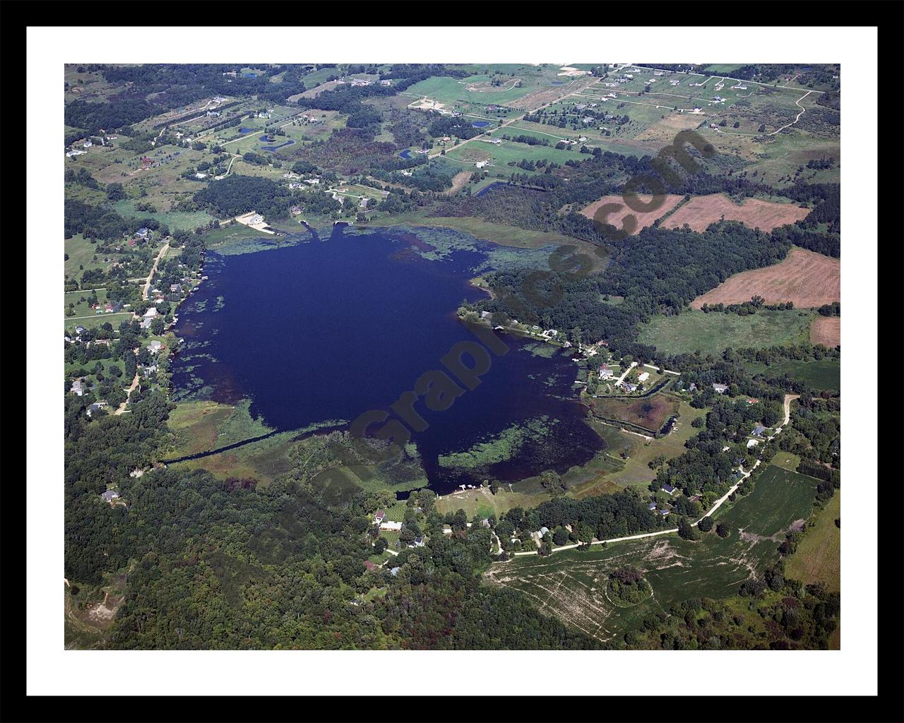 Aerial image of [4271] Cedar Lake in Livingston, MI with Black Metal frame