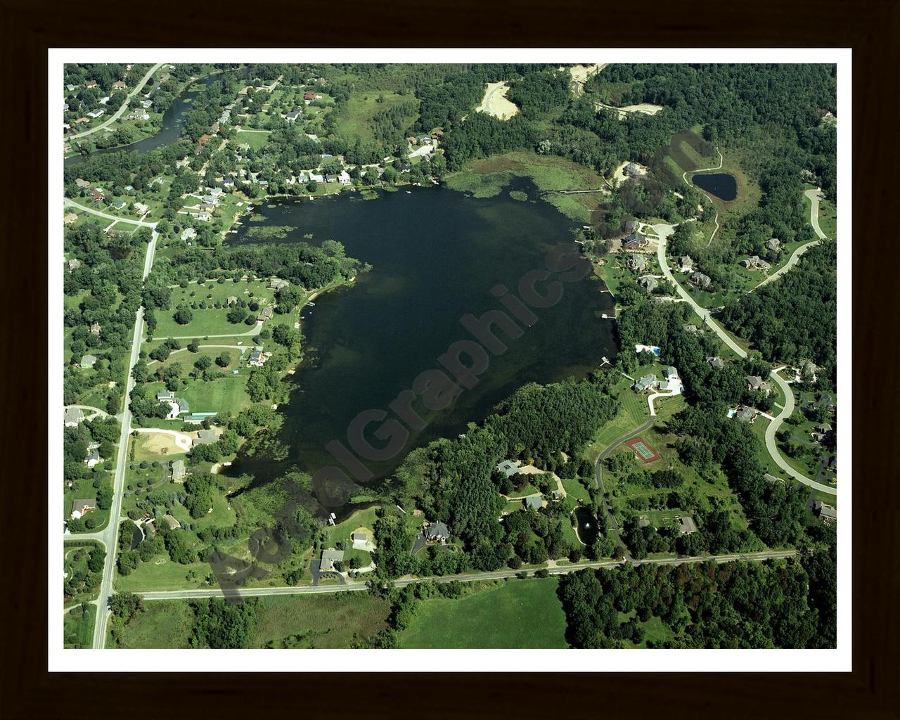 Aerial image of [4274] Beach Lake in Livingston, MI with Black Wood frame