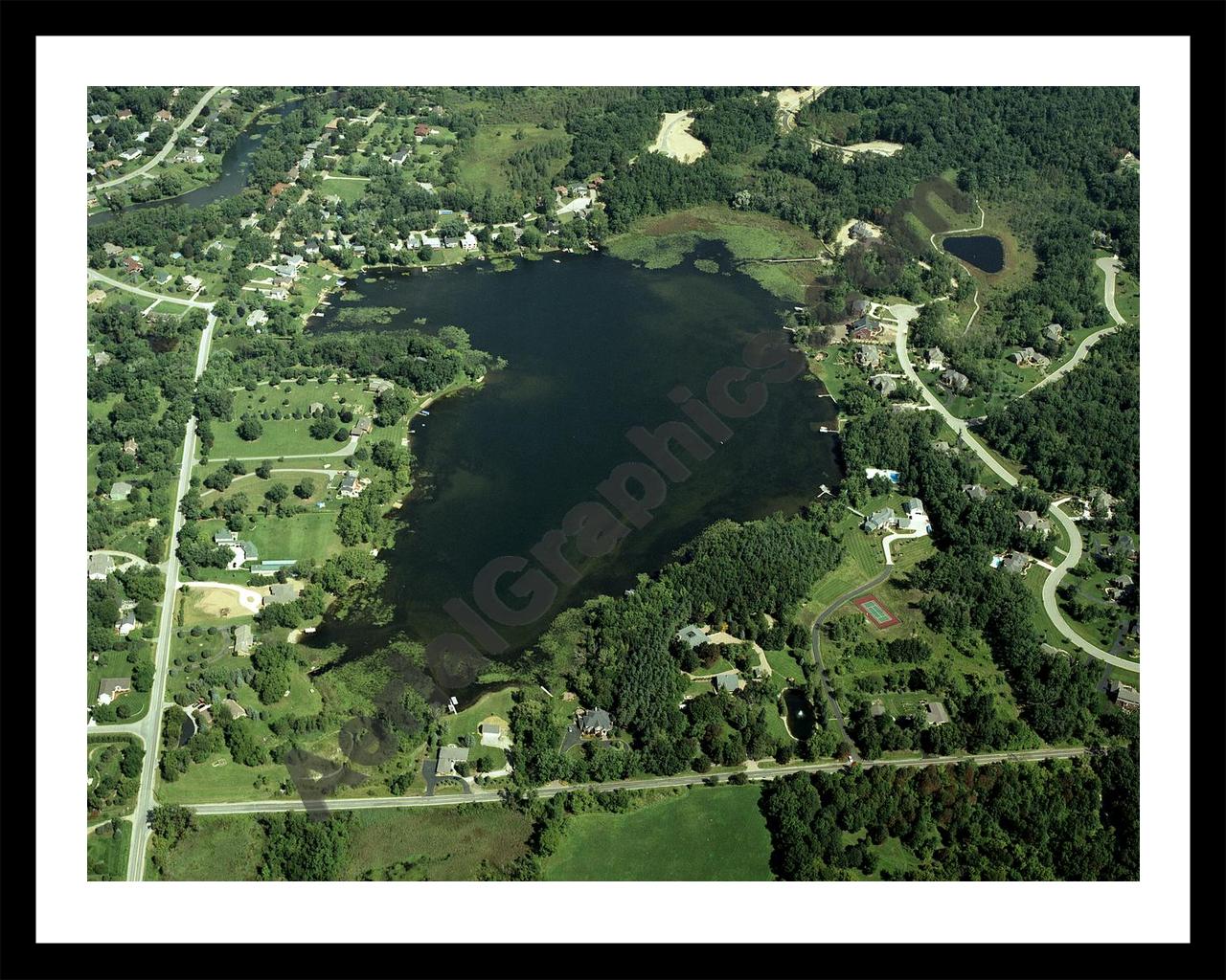 Aerial image of [4274] Beach Lake in Livingston, MI with Black Metal frame