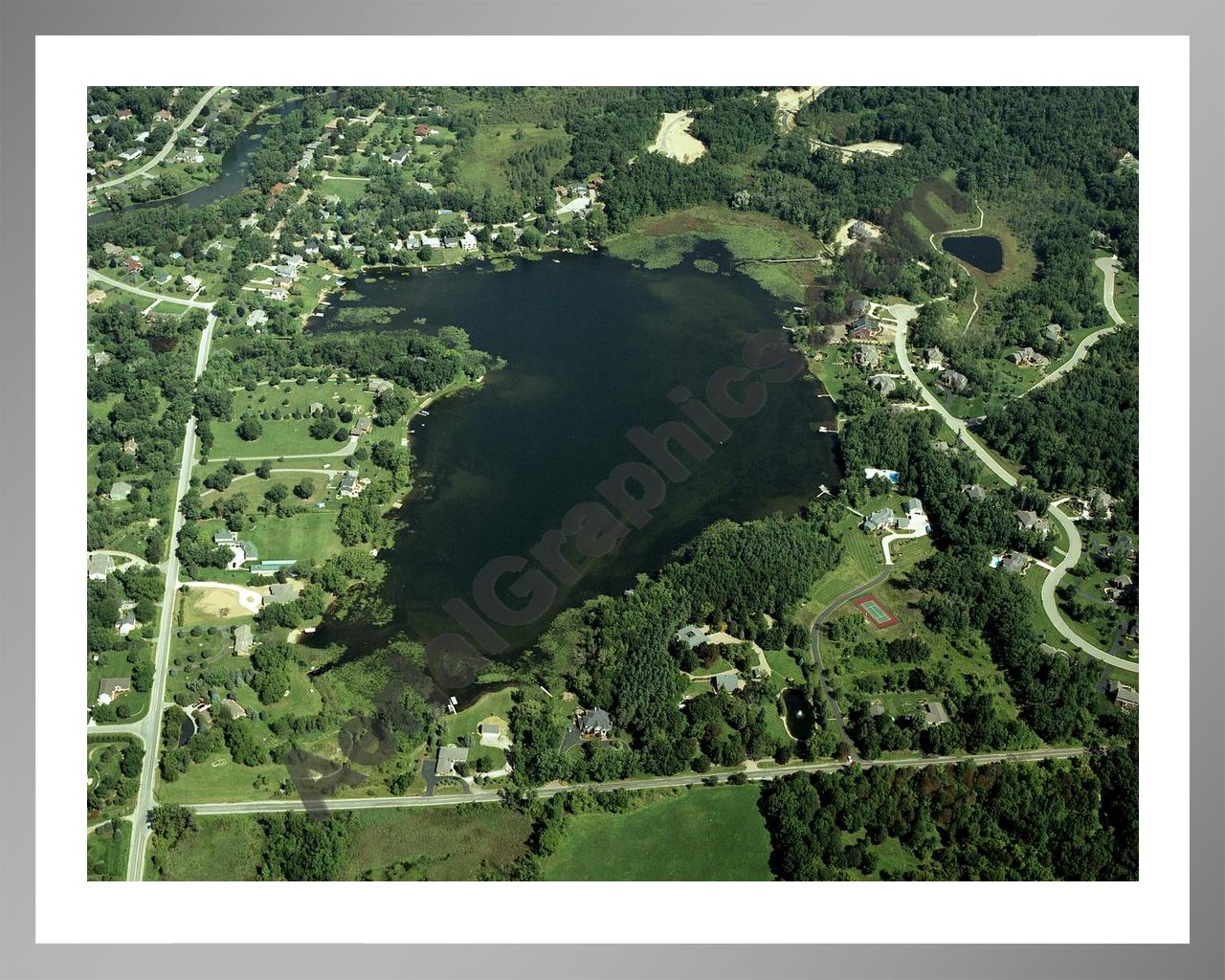 Aerial image of [4274] Beach Lake in Livingston, MI with Silver Metal frame