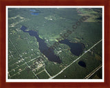 Aerial image of [4287] Long Lake & Emerson Lake in Mason, MI with Cherry Wood frame