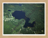 Aerial image of [4288] Ford Lake in Mason, MI with Natural Wood frame