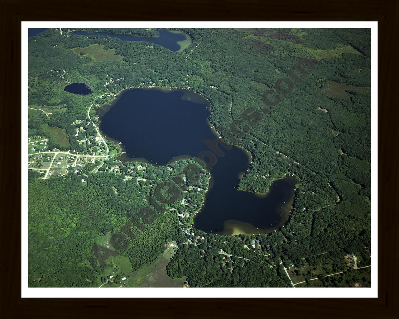 Aerial image of [4288] Ford Lake in Mason, MI with Black Wood frame