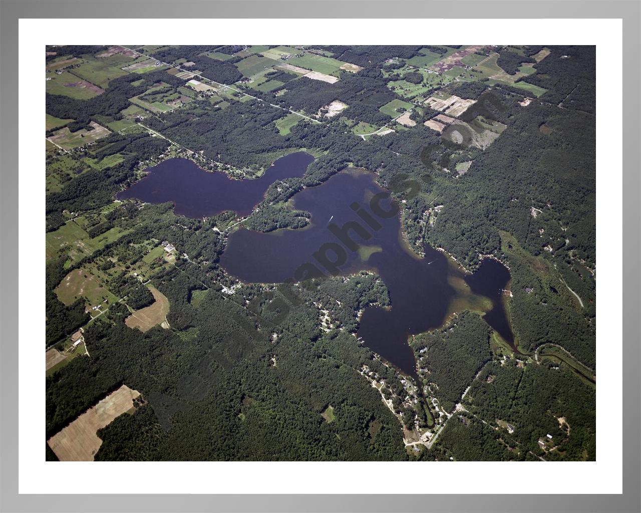 Aerial image of [4293] Kimball Lake & Pickerel Lake in Newaygo, MI with Silver Metal frame