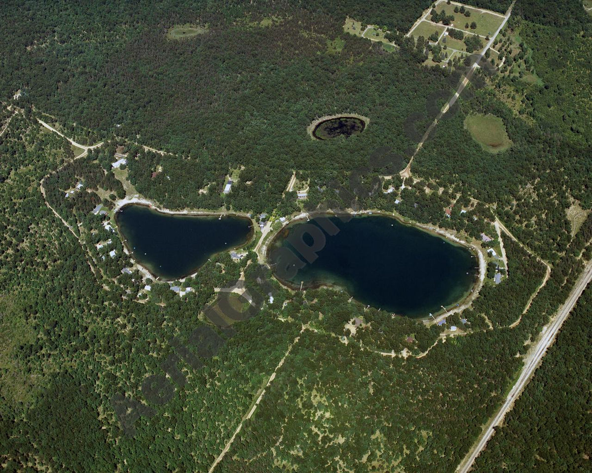 Aerial image of [4300] Townsend Lake & Hamlin Lake in Lake, MI with Canvas Wrap frame