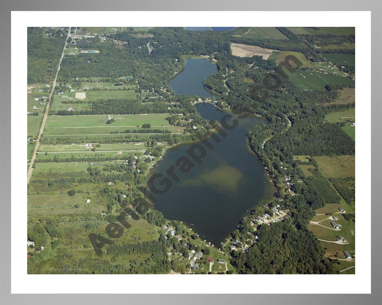 Aerial image of [4309] McKane Lake in Genesee, MI with Silver Metal frame