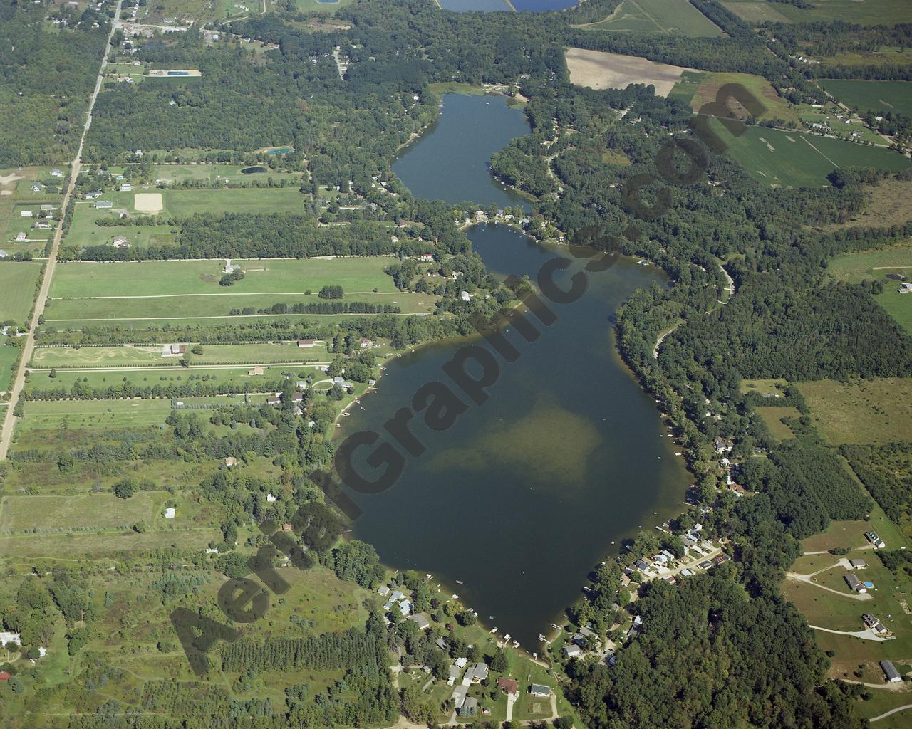 Aerial image of [4309] McKane Lake in Genesee, MI with Canvas Wrap frame