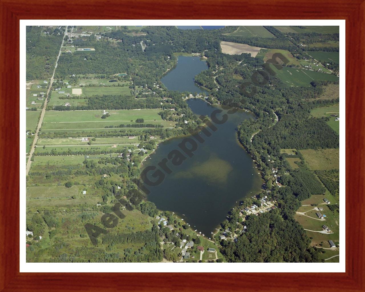 Aerial image of [4309] McKane Lake in Genesee, MI with Cherry Wood frame