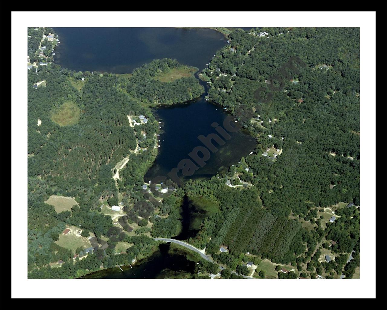 Aerial image of [4312] Banks Lake in Kent, MI with Black Metal frame