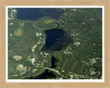 Aerial image of [4312] Banks Lake in Kent, MI with Natural Wood frame